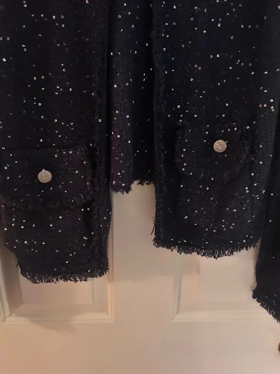 Sioni Deep Navy Sequin Knit Sweater XL - Picture 11 of 14
